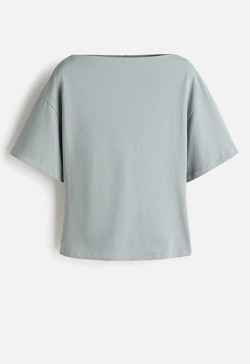 H&M - Boat-neck cotton top - turquoise