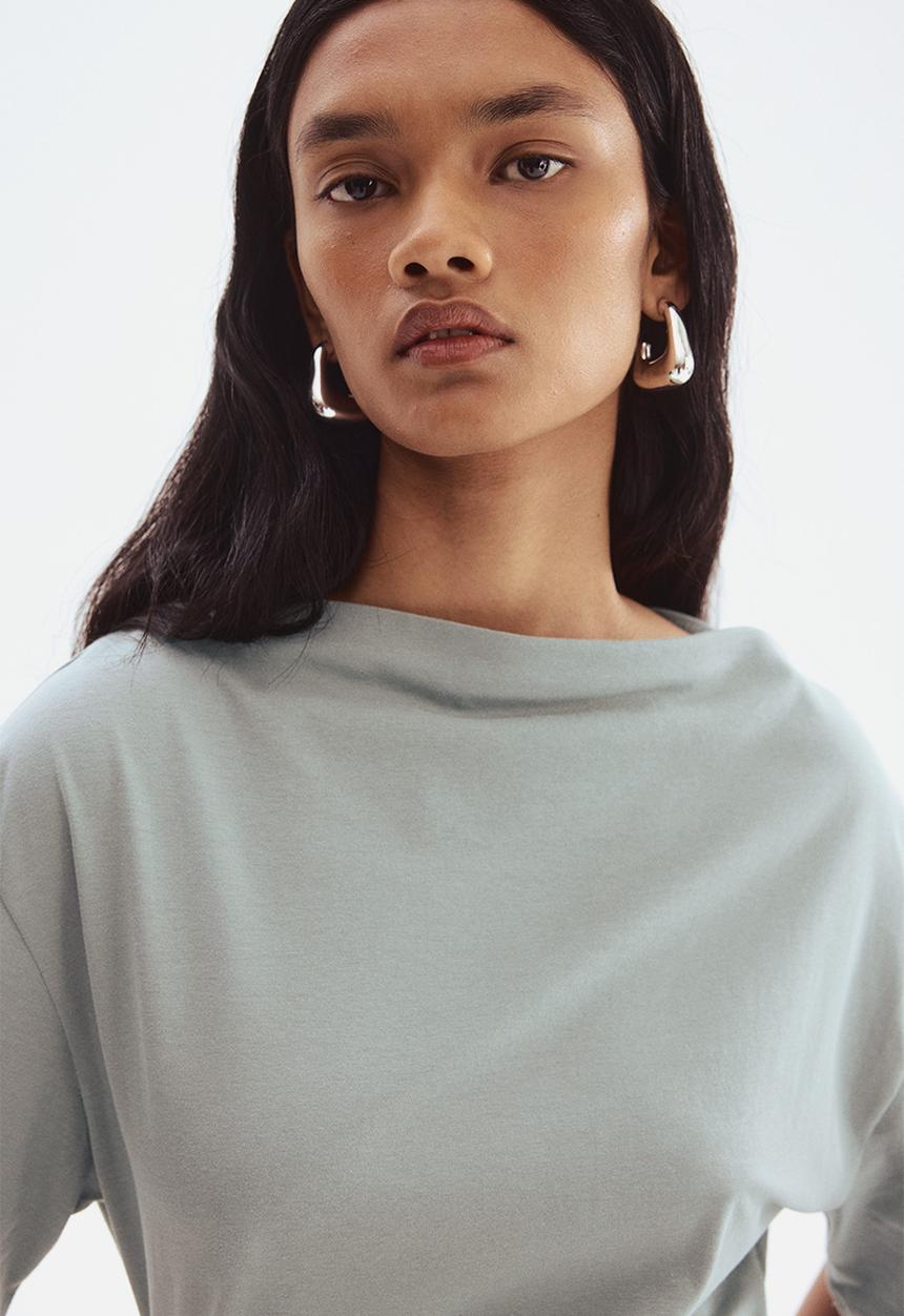 H&M - Boat-neck cotton top - turquoise
