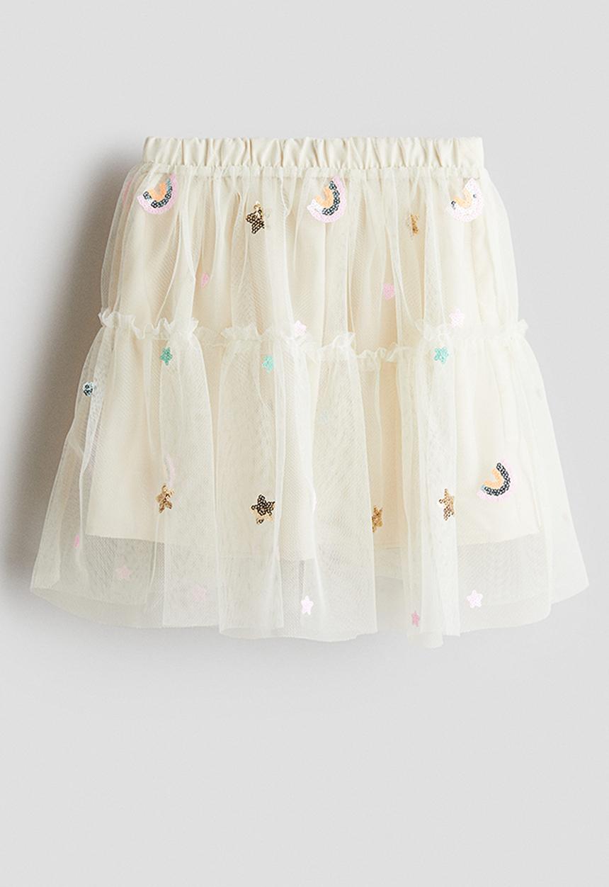 H&M - Tulle skirt - cream rainbows
