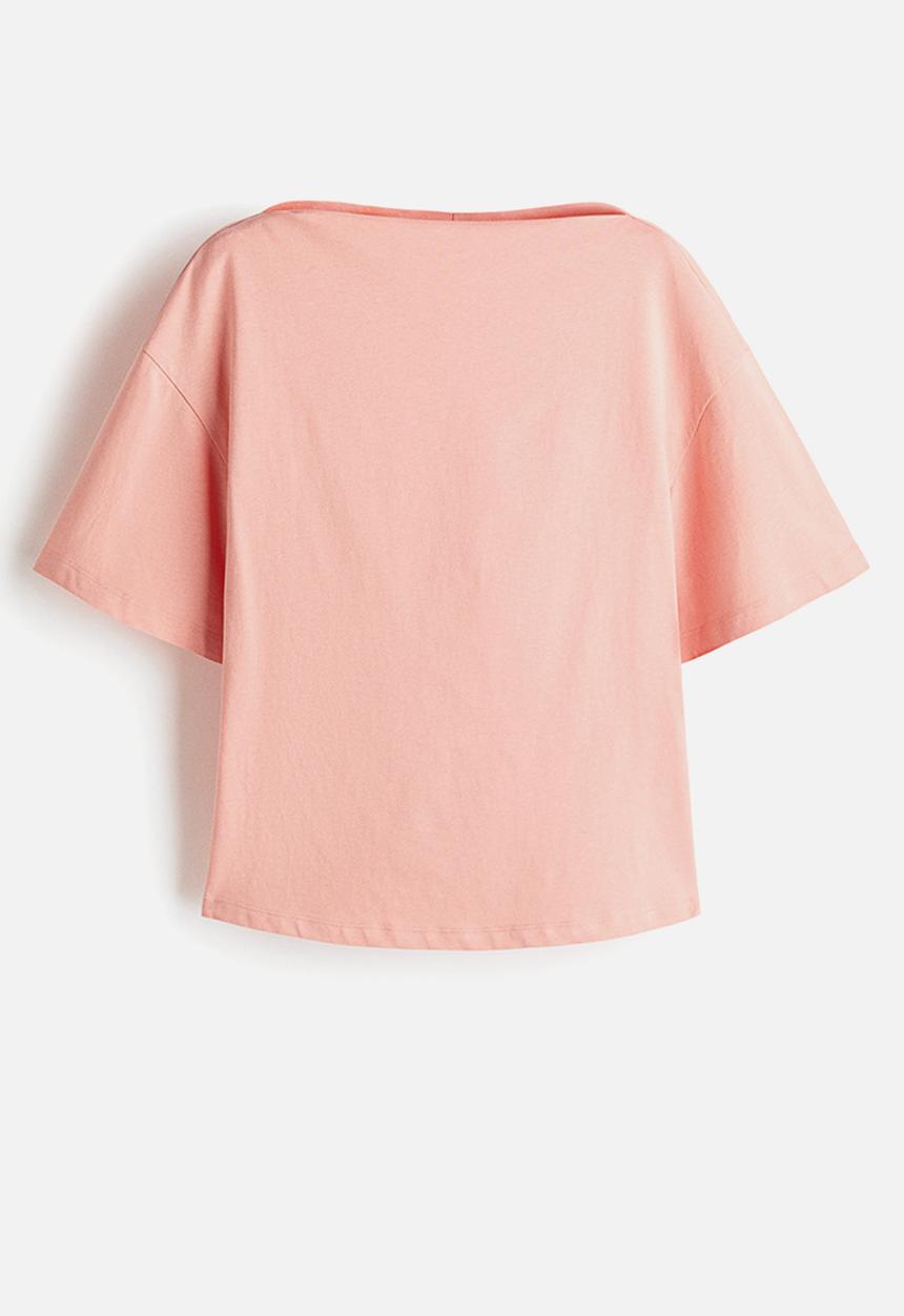 H&M - Boat-neck cotton top - light pink
