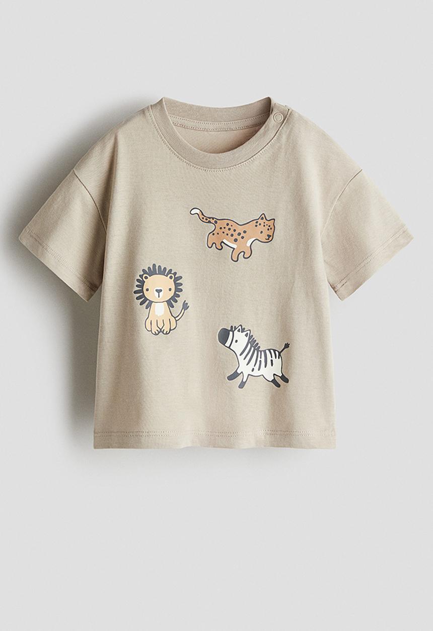 H&M - Printed cotton t-shirt - beige,multi
