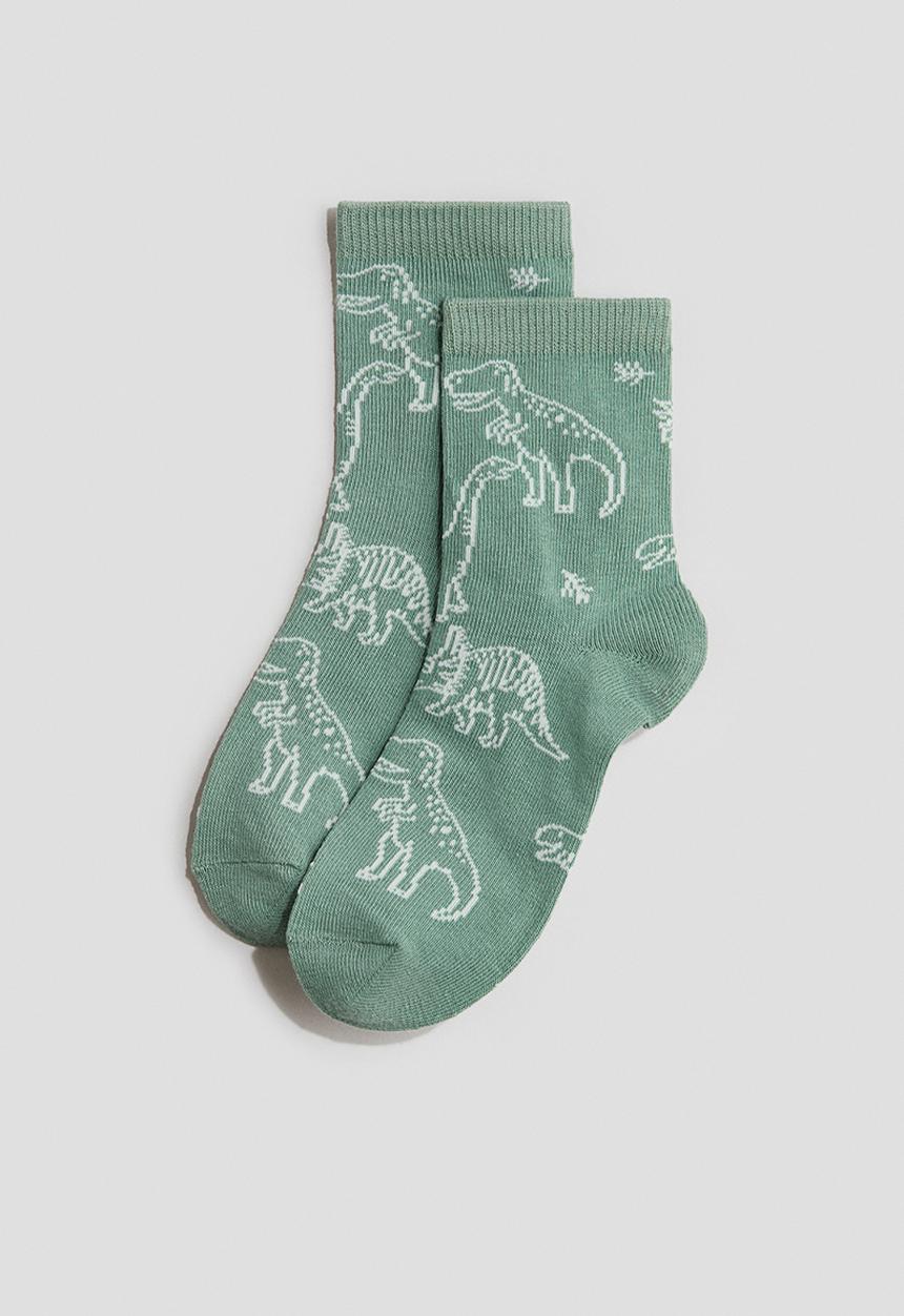 H&M - 7-pack socks - green/dinosaurs