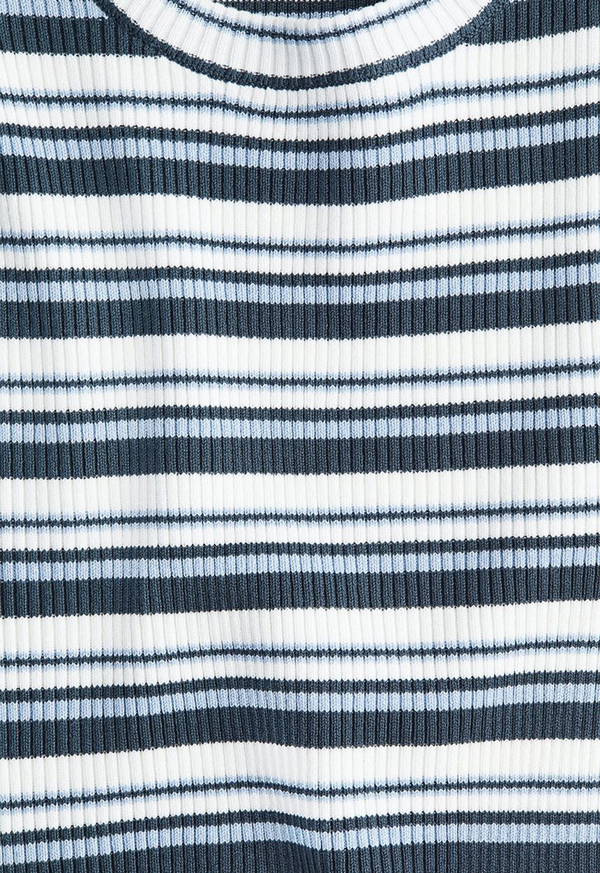 H&M - Short rib-knit top - blue,multi
