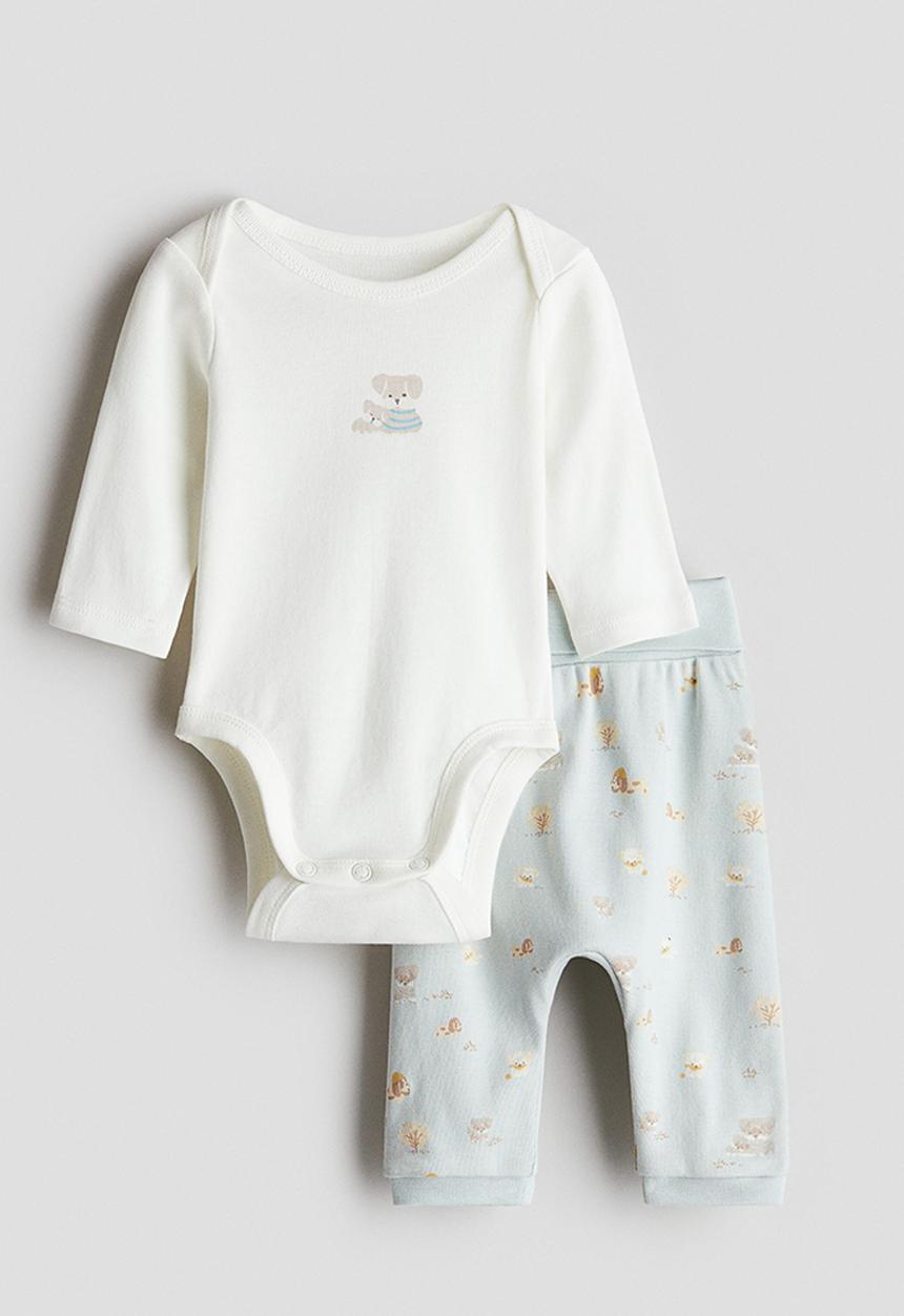 H&M - 2-piece cotton set - blue,white,multi