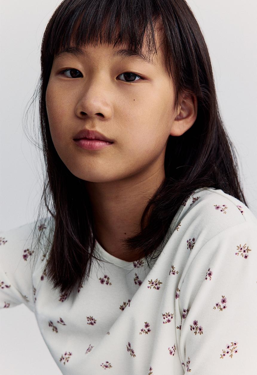 H&M - Long-sleeved cotton jersey top - white,multi