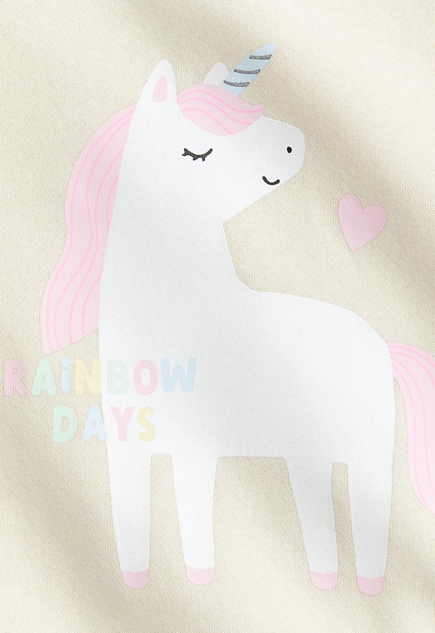 H&M - Printed brushed-inside sweatshirt - light beige/unicorn 
