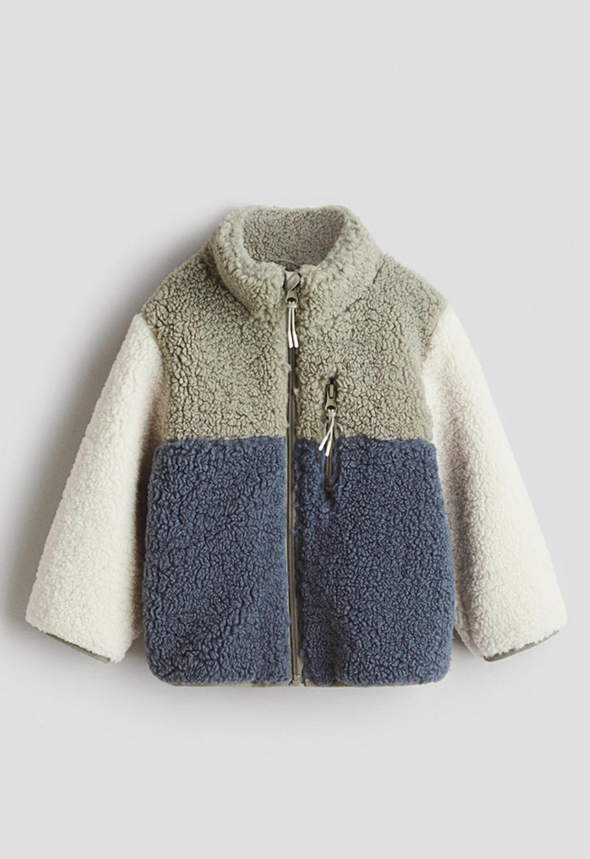 H&M - Teddy jacket - dusty green/steel blue 