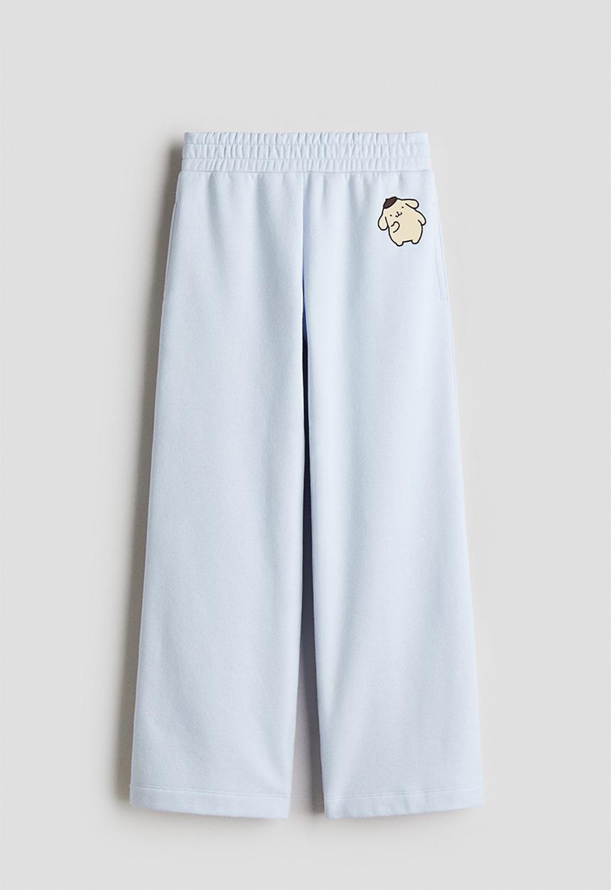 H&M - Wide brushed-inside joggers - light blue pompompurin