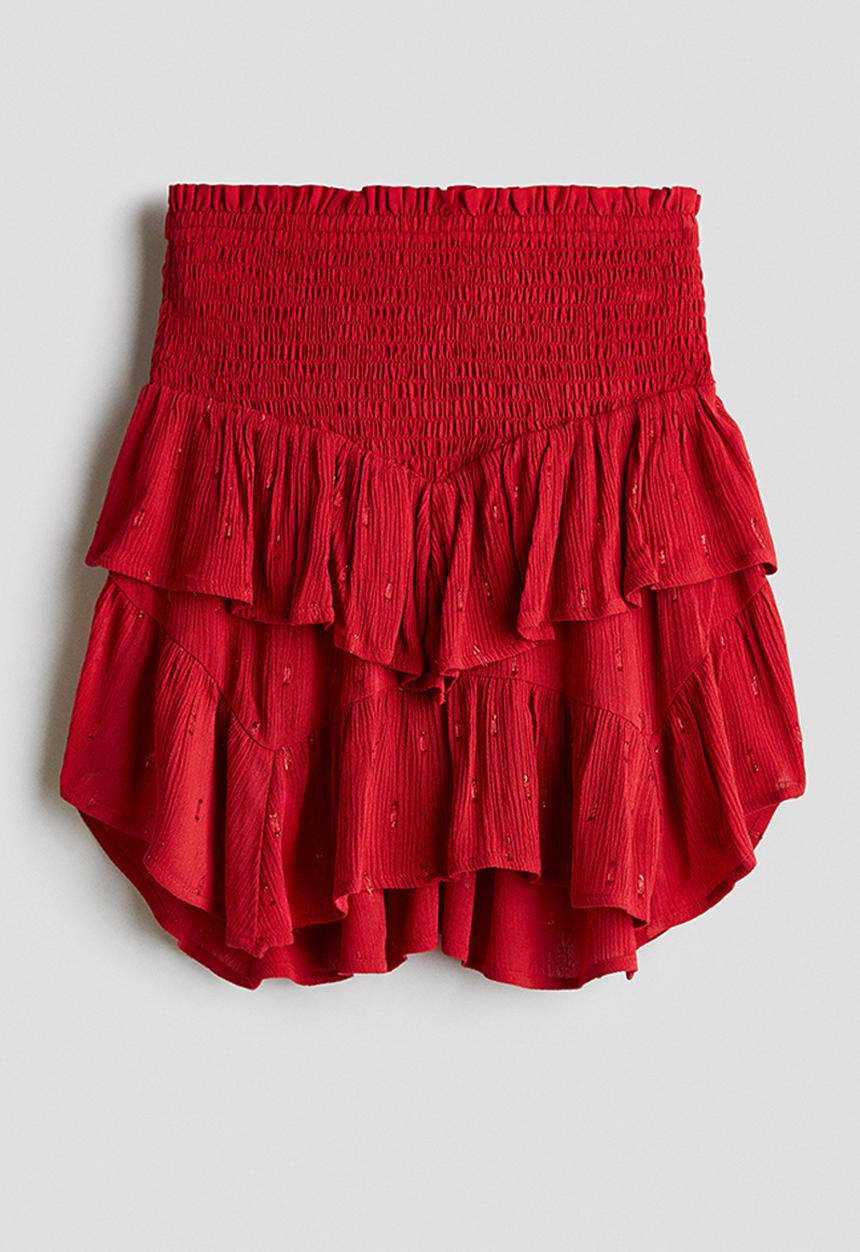 H&M - Smocked flounce skirt - red