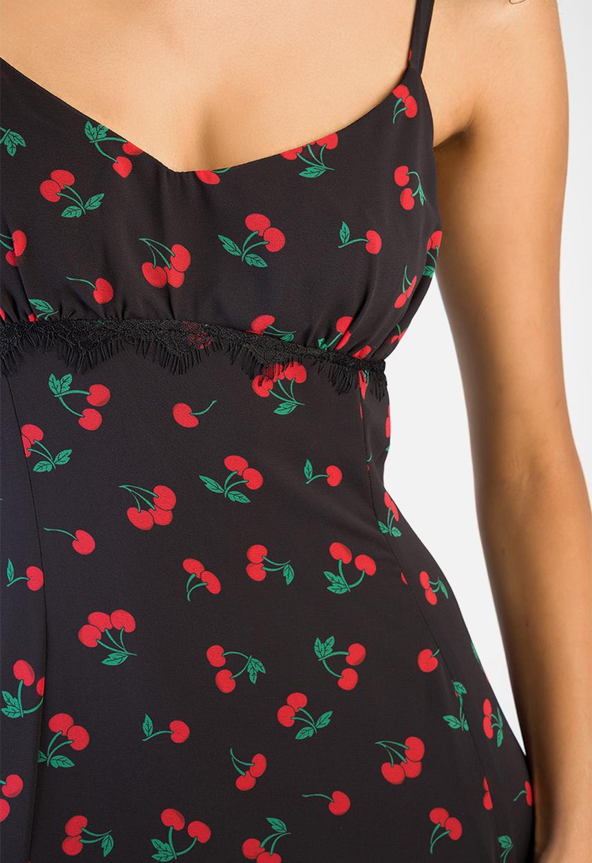 SISSY BOY - Cherry Bomb: Maxi Dress With Lace Trim Details - Black