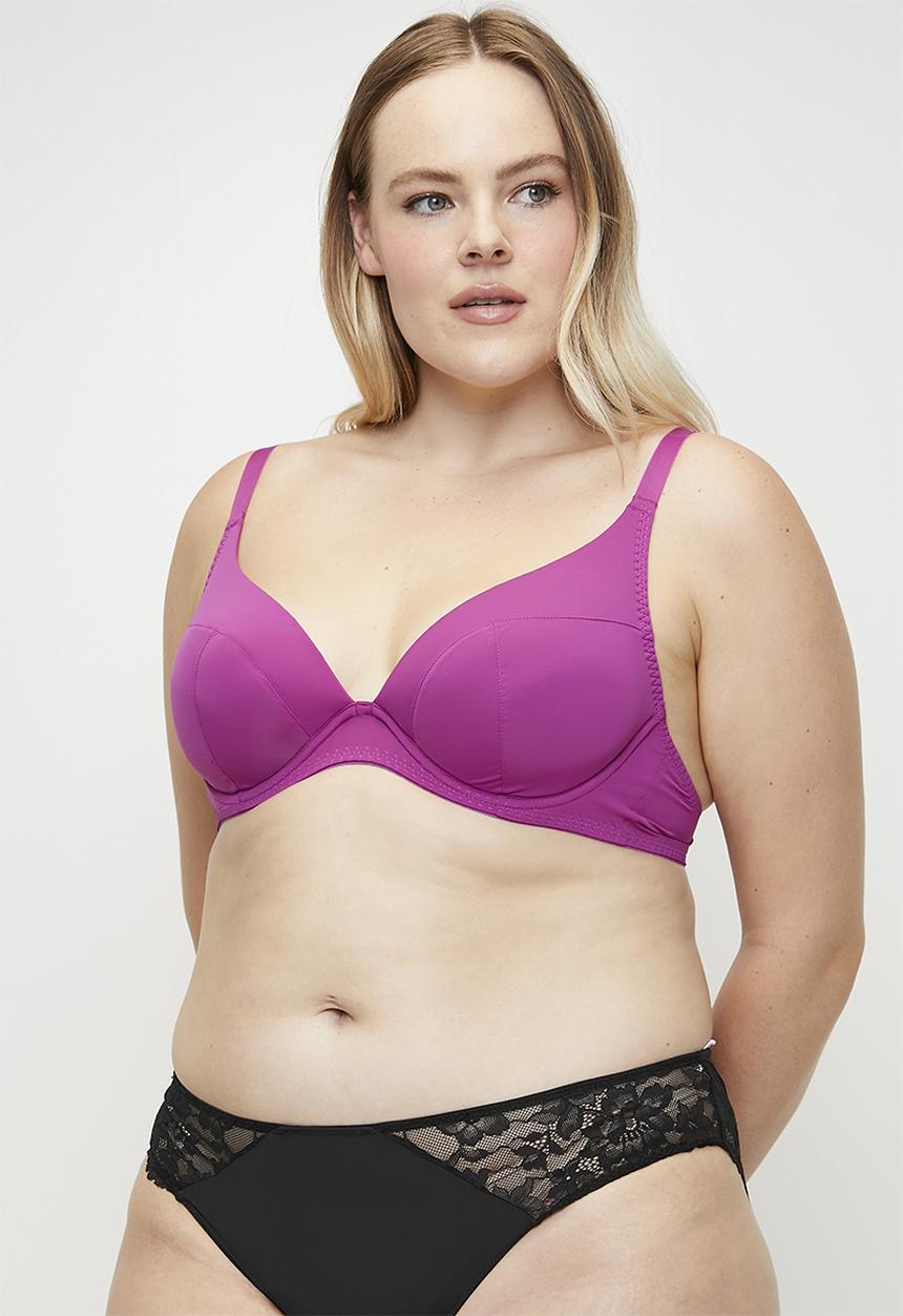 DORINA - Angie-2pp push up plunge - black/fuchsia