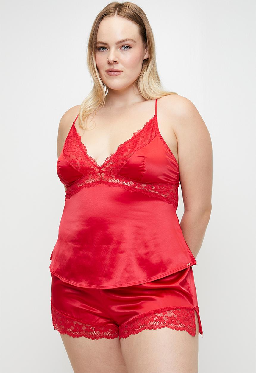 DORINA - Plus lyra-satin camisole - red
