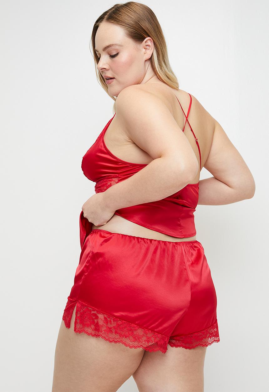 DORINA - Plus lyra-satin shorts - red
