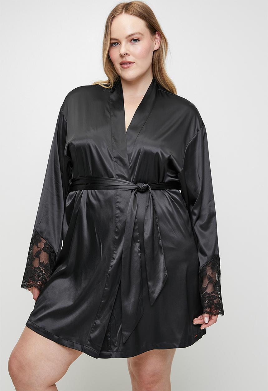 DORINA - Lyra-satin kimono - black