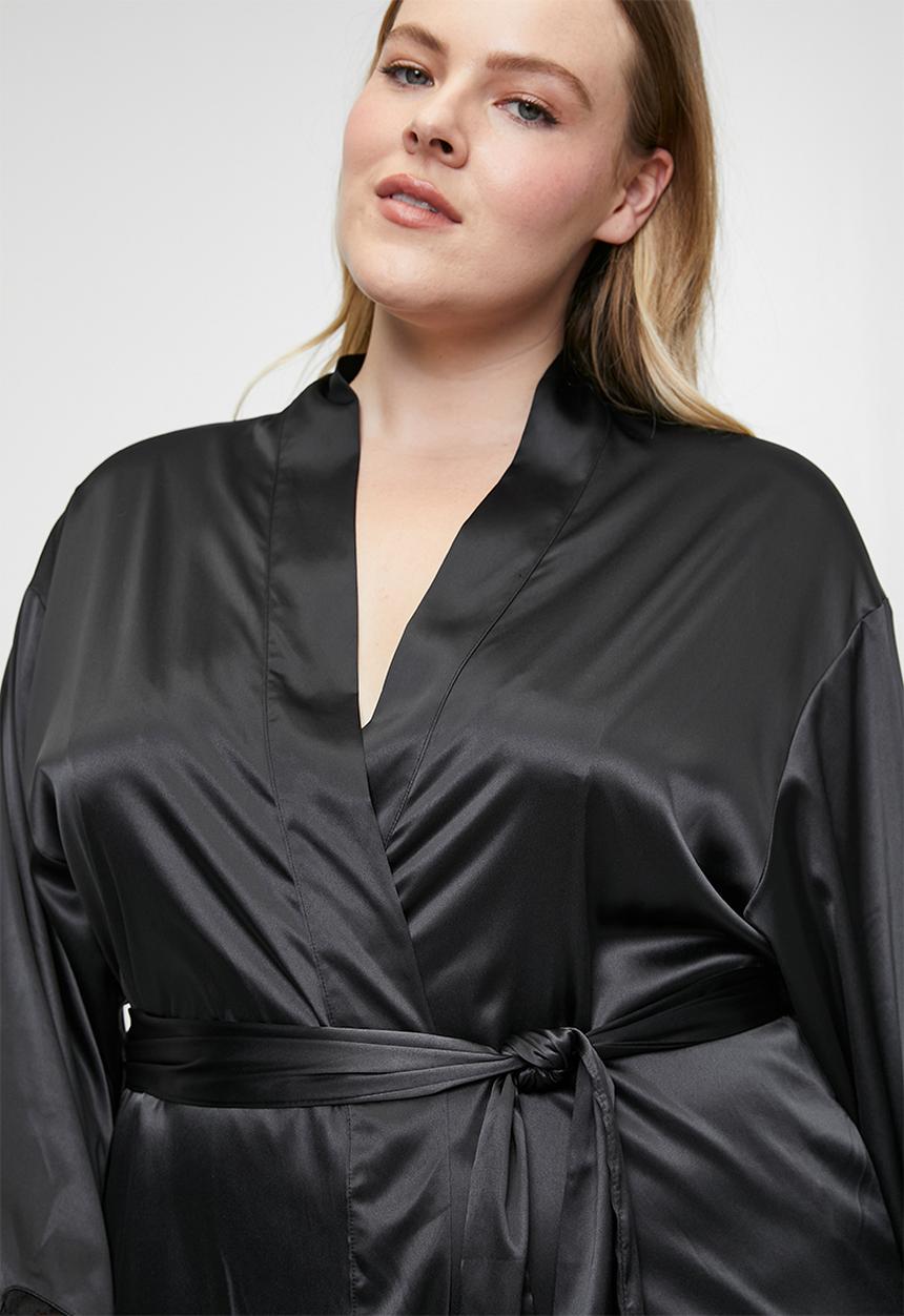 DORINA - Lyra-satin kimono - black