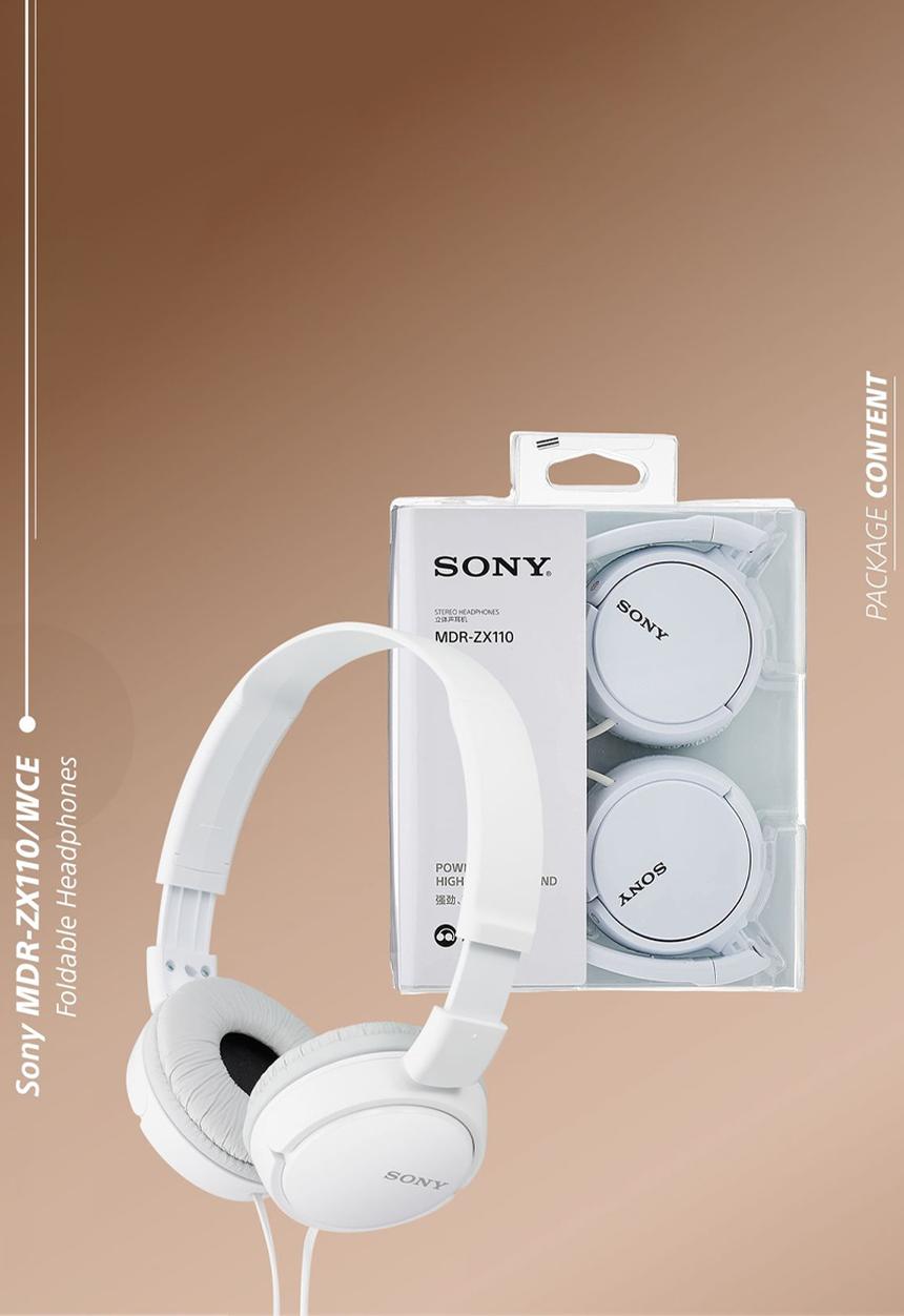 Sony - Sony MDR-ZX110 Headphones Earphone Foldable - White