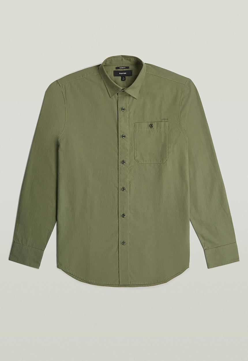 G-STAR - Bristum 2.0 Slim Shirt L\S - Shadow Olive Slub Stripe