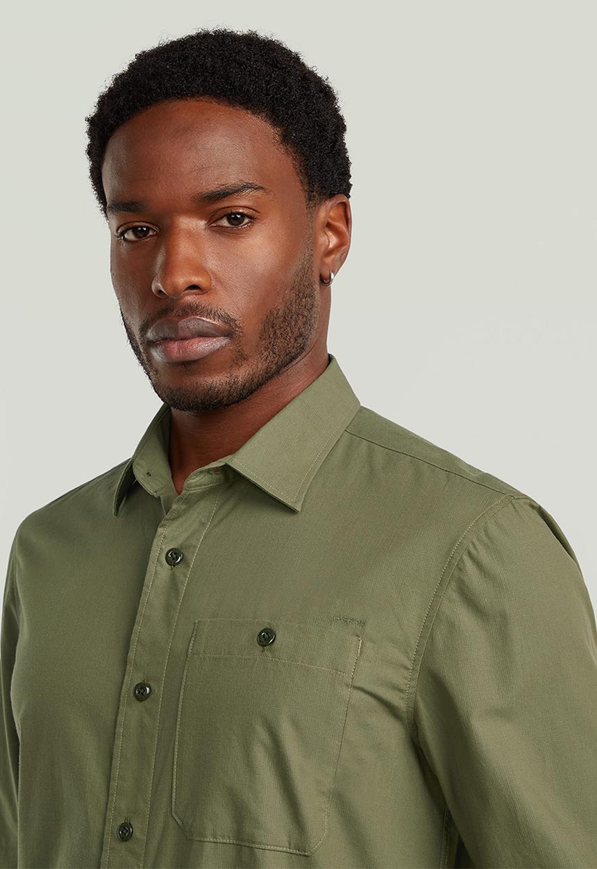 G-STAR - Bristum 2.0 Slim Shirt L\S - Shadow Olive Slub Stripe