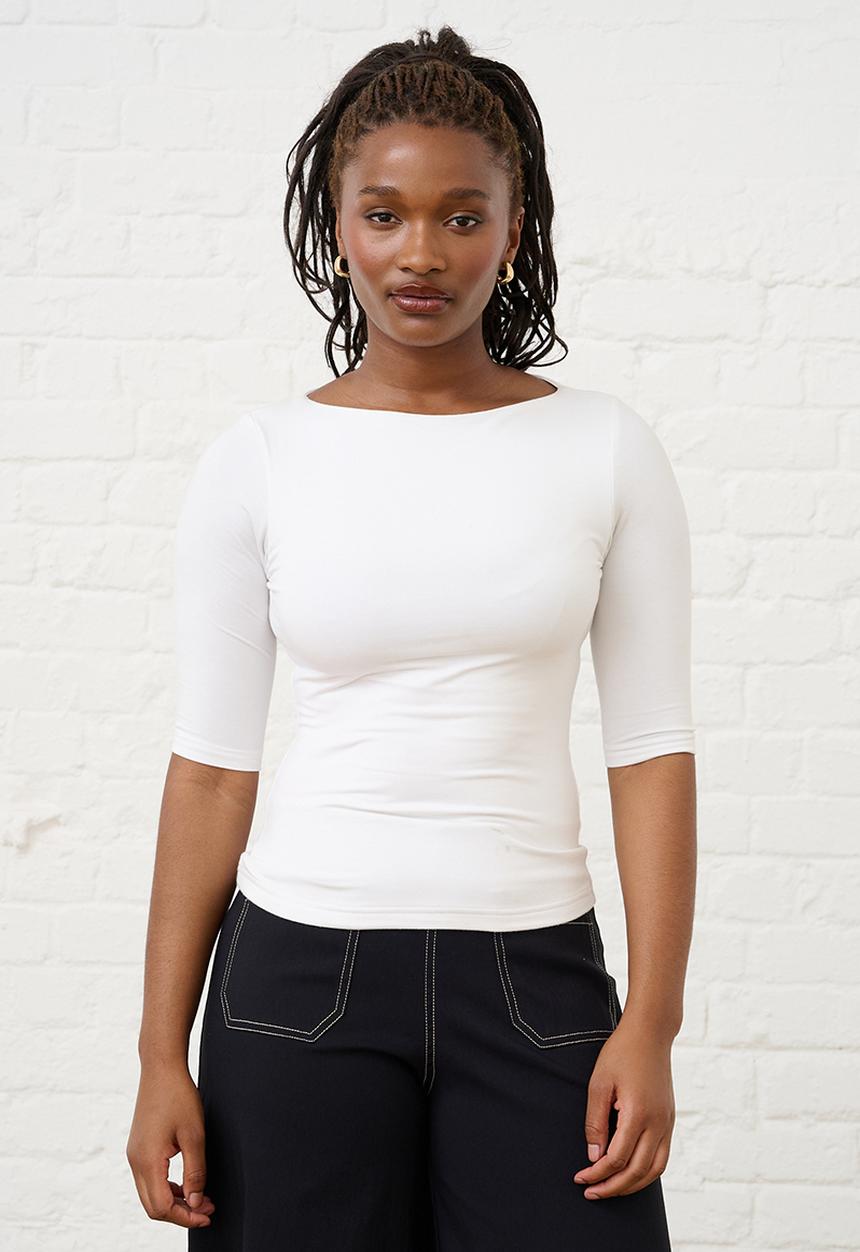 Me&B - Boat Neck Essential Top - Milk