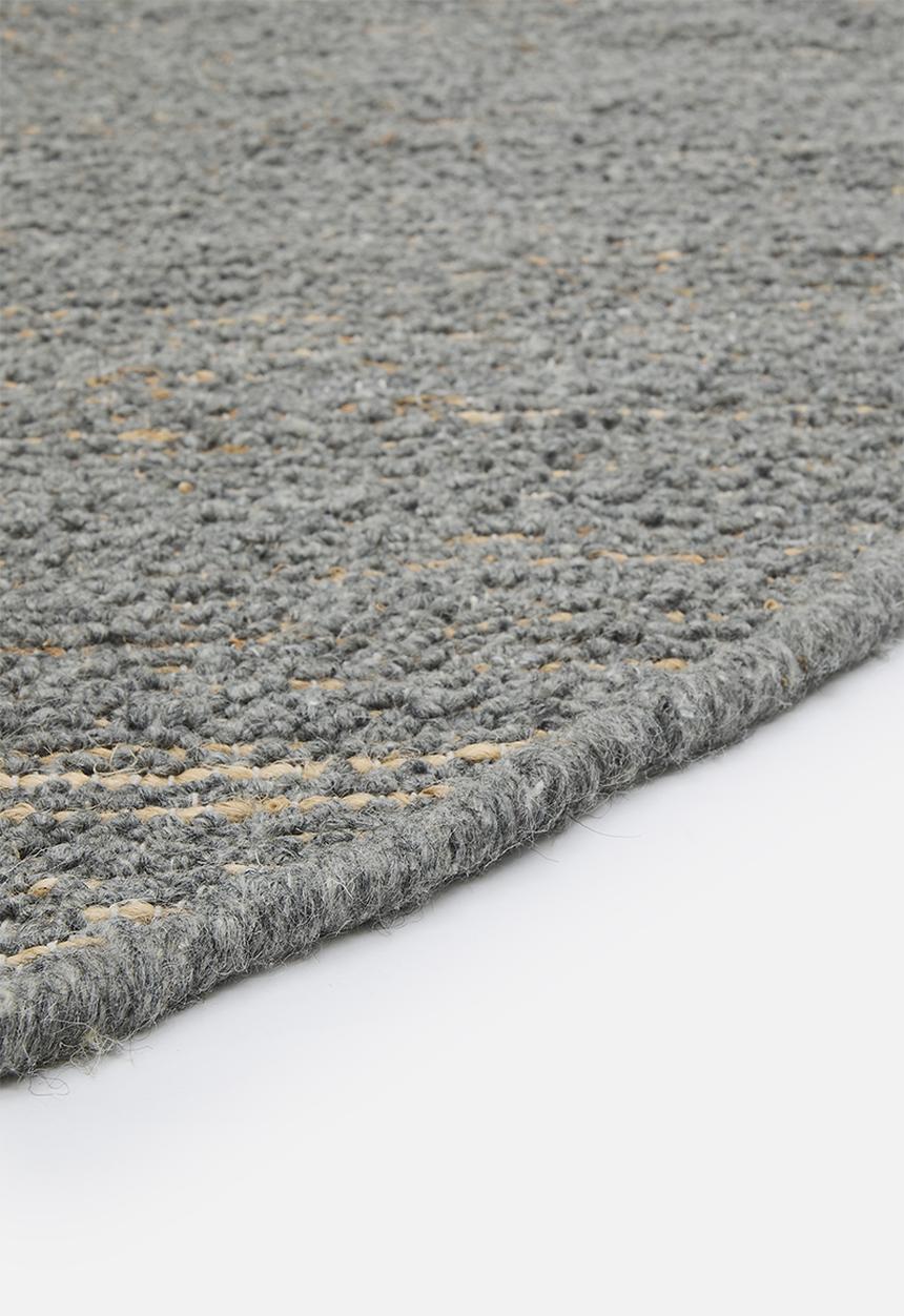 Sixth Floor - Eris Round Handwoven Wool & Jute Rug - Charcoal