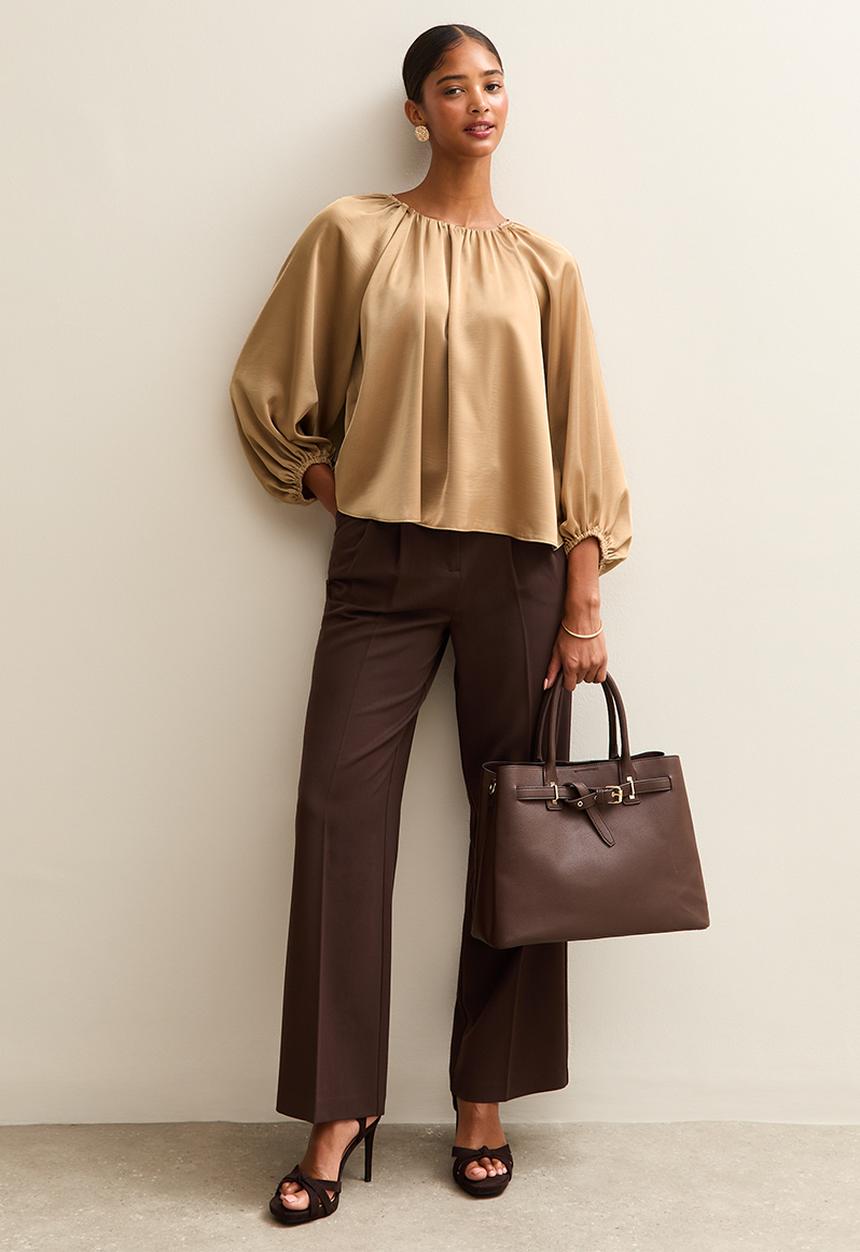 New Look - Ec shaun satin crew blouse - 93 gold