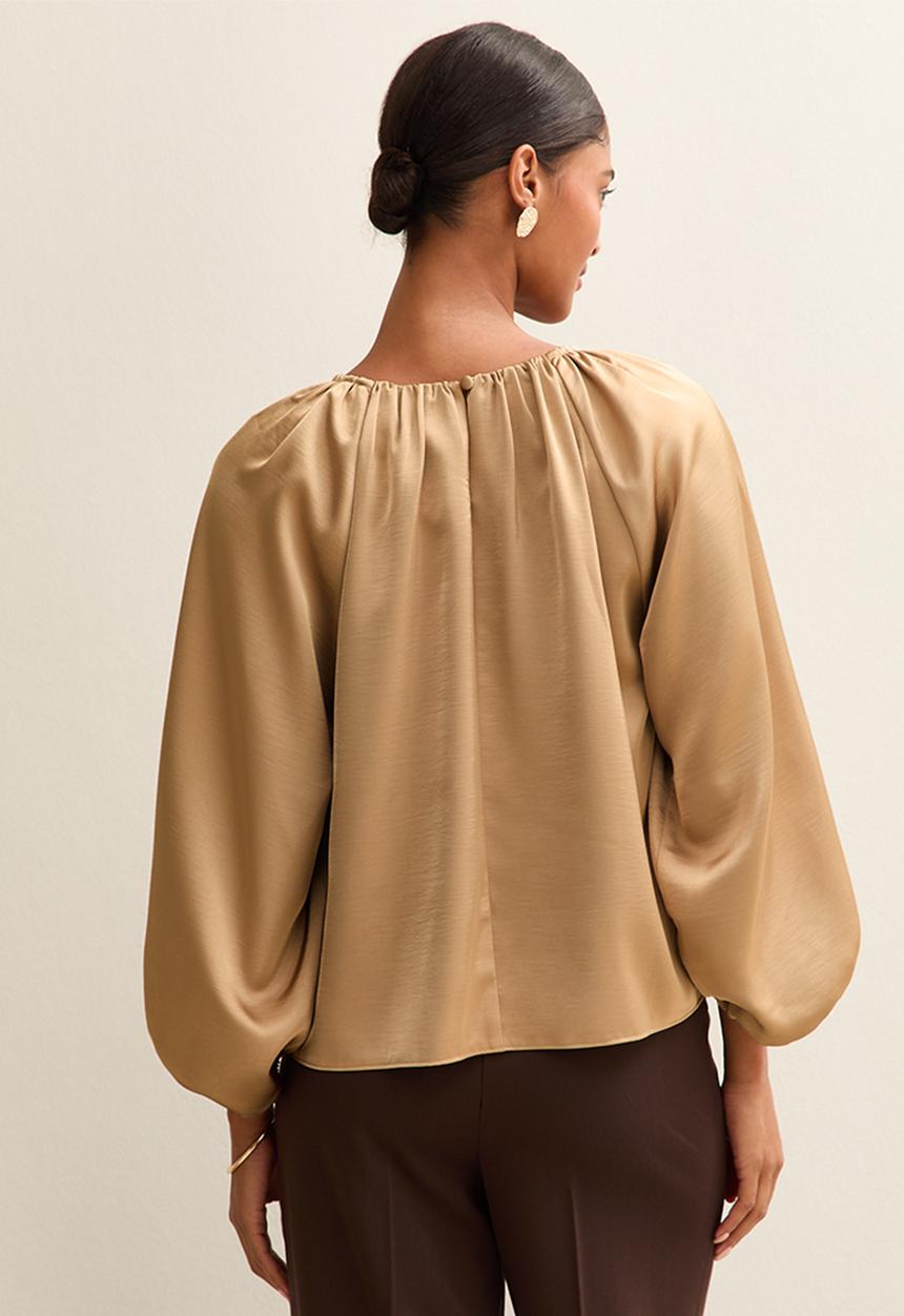 New Look - Ec shaun satin crew blouse - 93 gold