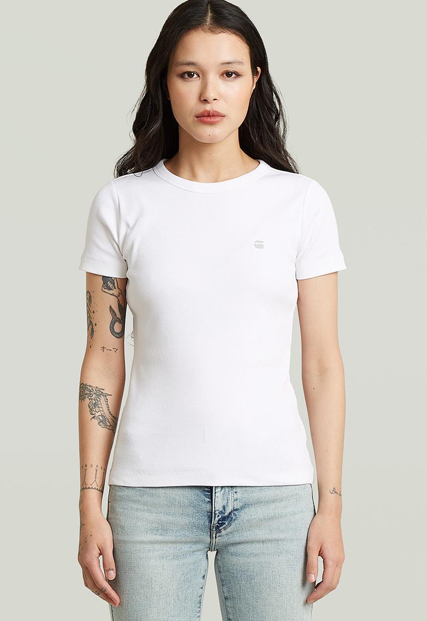 G-STAR - Slim rib r t wmn - White