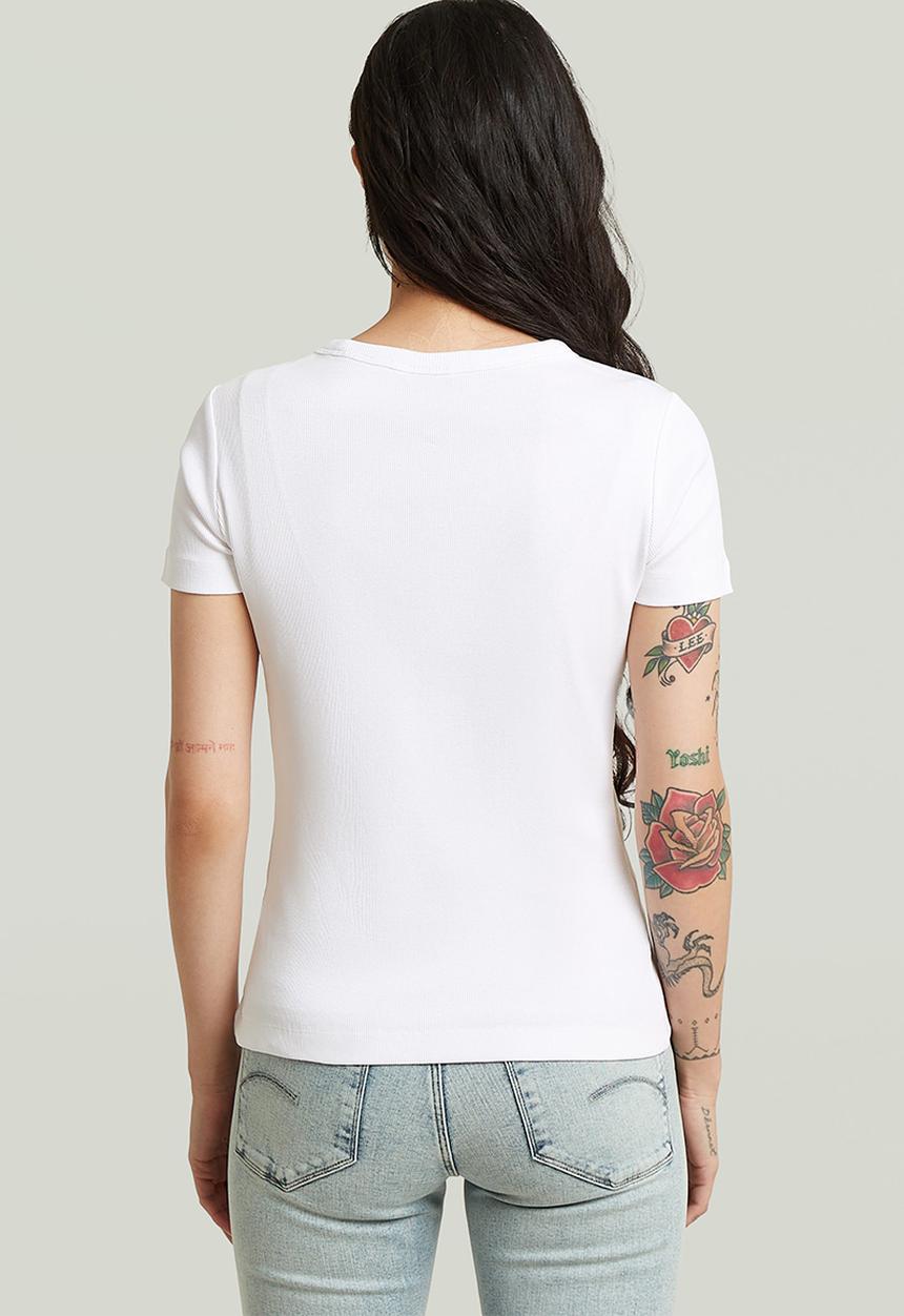 G-STAR - Slim rib r t wmn - White
