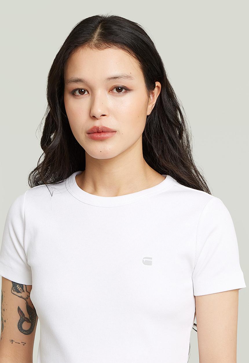 G-STAR - Slim rib r t wmn - White