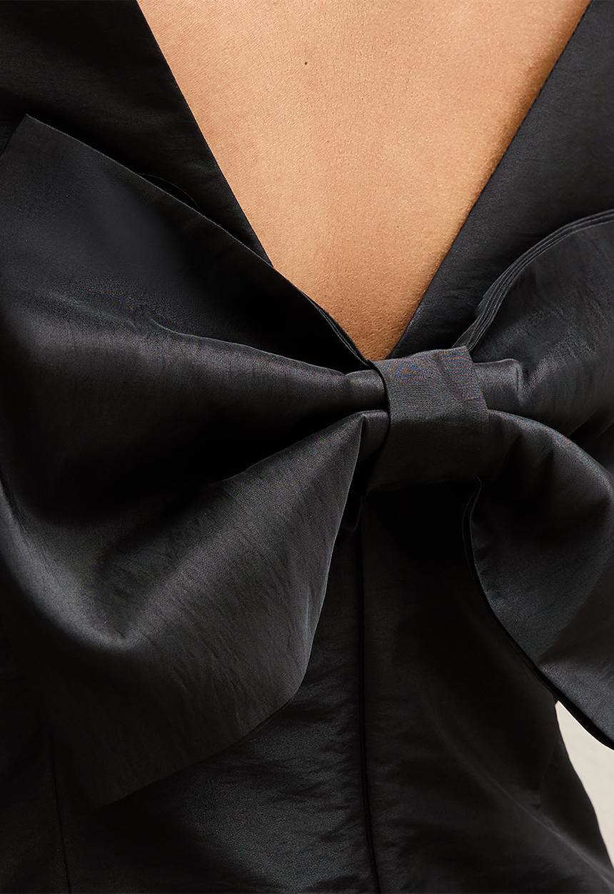 New Look - Taffeta bow back mini dress - black