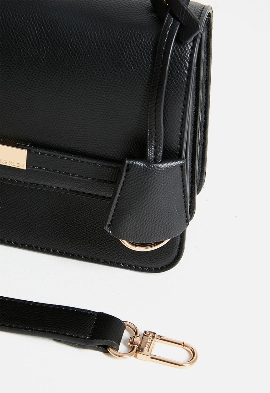 Anne Klein - Exclusive Flap Saddle With Detachable Strap Bag -Black