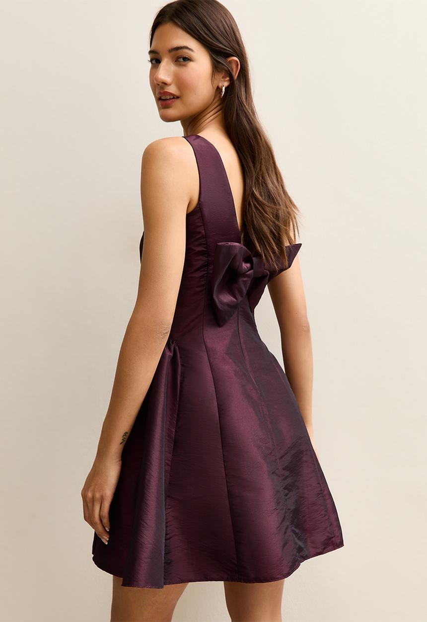 New Look - Taffeta bow back mini dress - burgandy