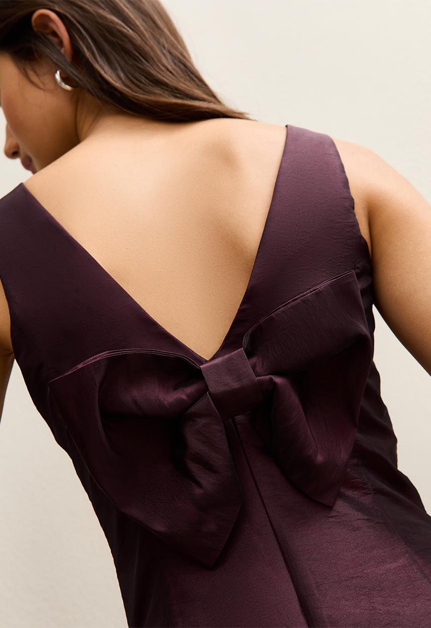 New Look - Taffeta bow back mini dress - burgandy