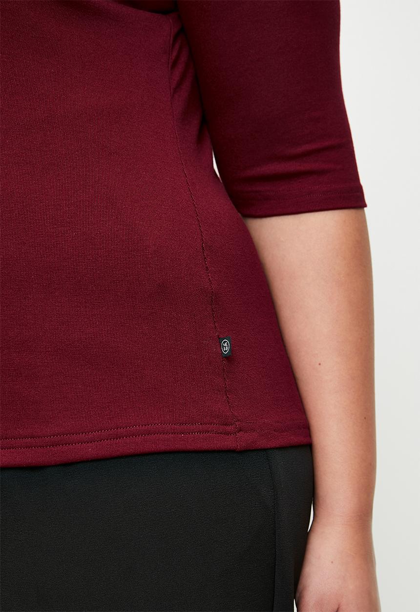 Me&B - Plus Boat Neck Essential Top - Merlot