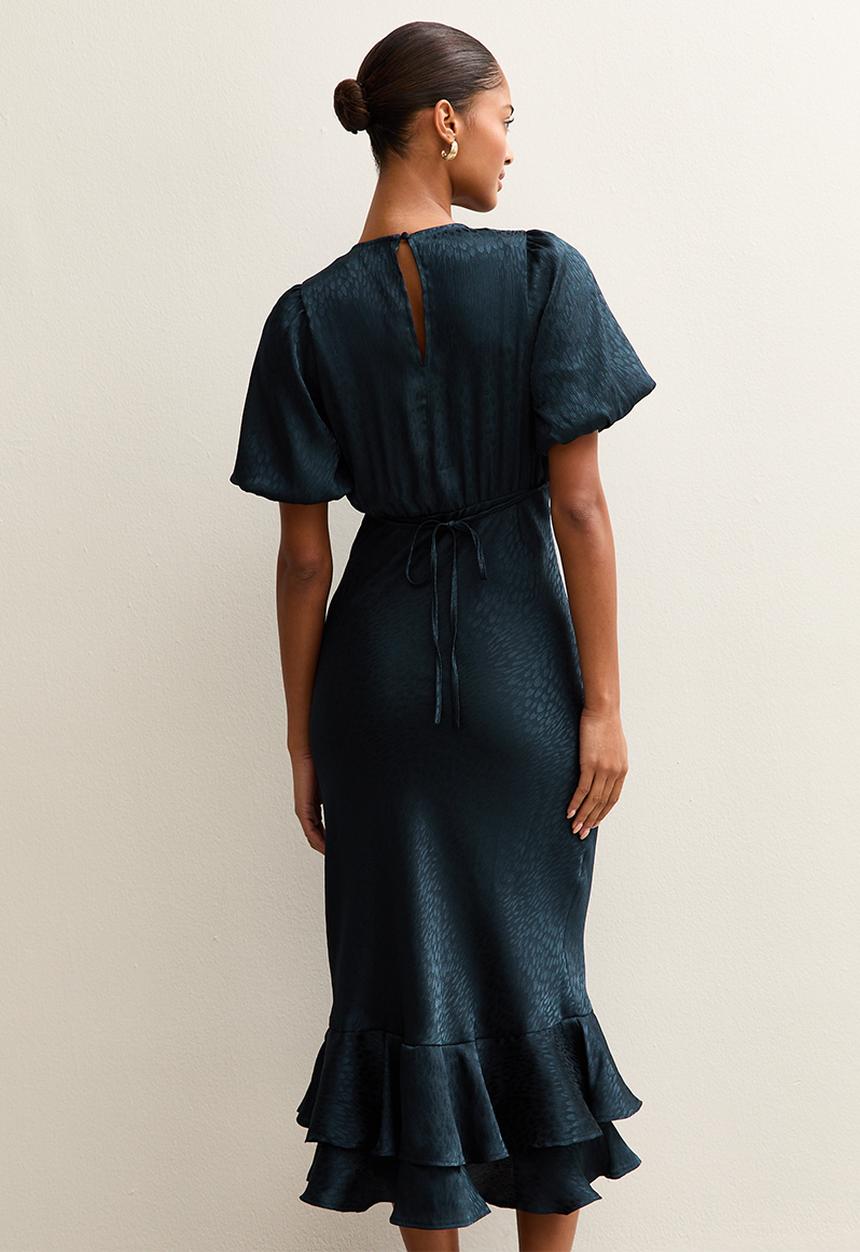 New Look - Ex feath jacq satin midi  - navy