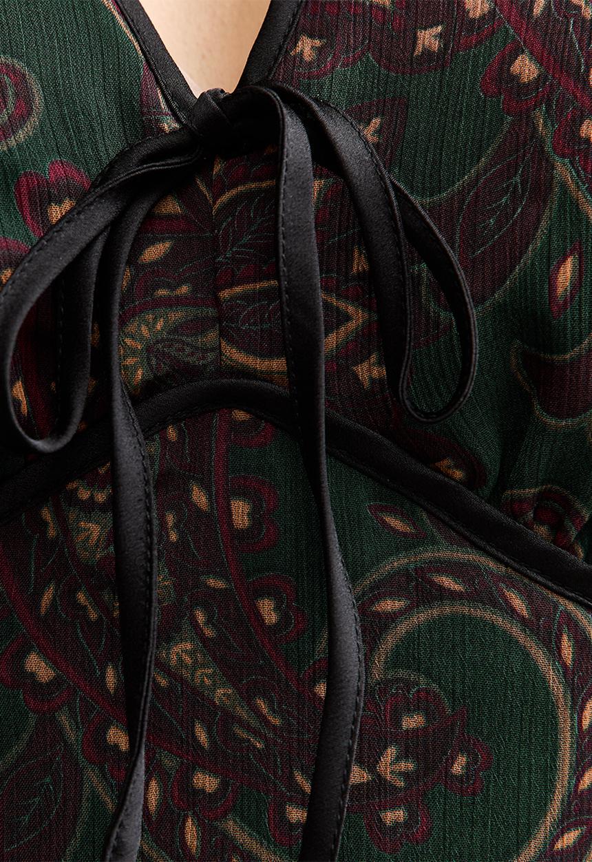 New Look - Ex ls chiff contrast trim mini - black pattern