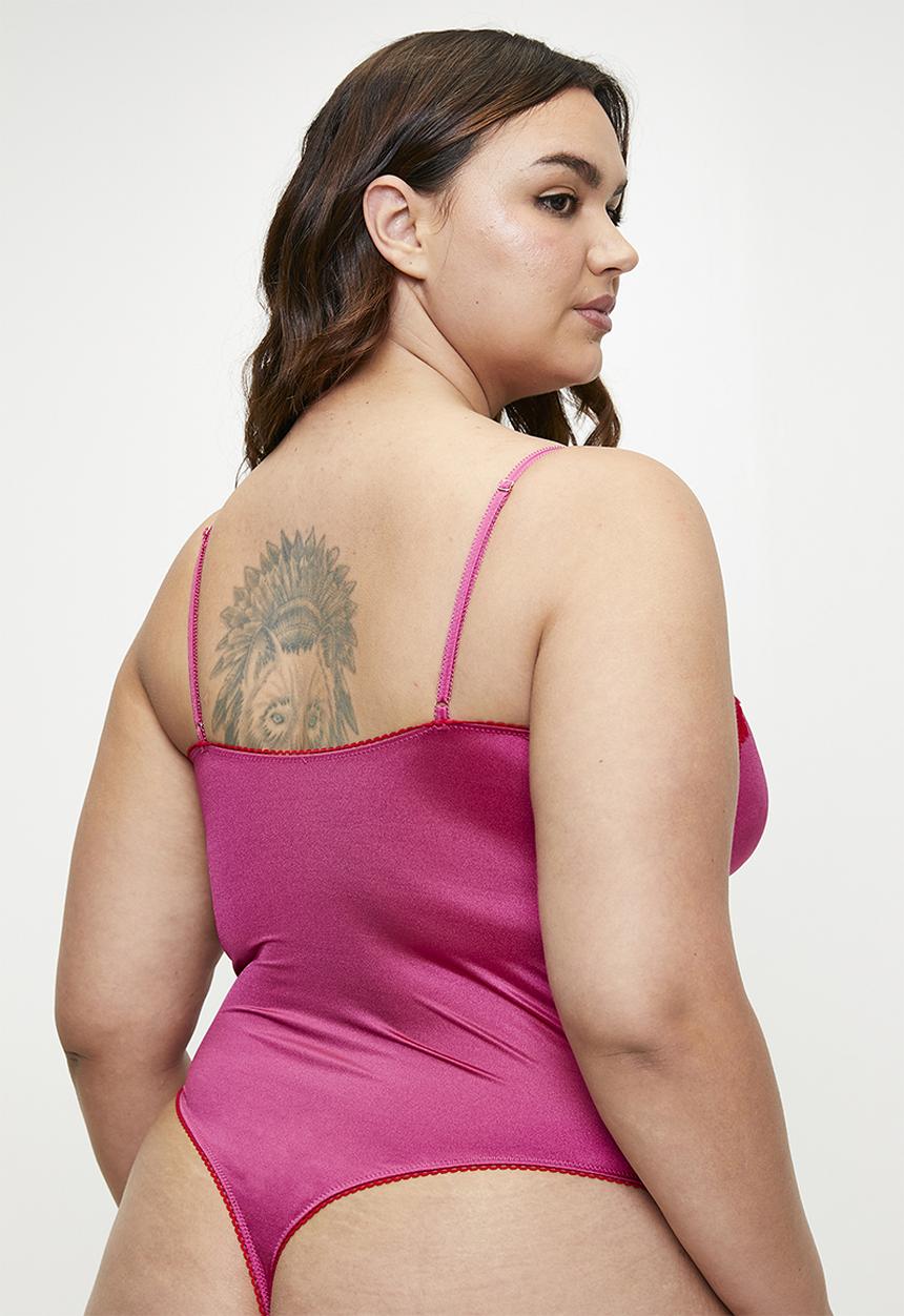 DORINA - Plus origins-shiny micro bodysuit - pink