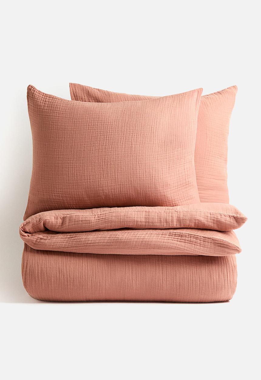H&M - Muslin double/king duvet cover set - rust red 