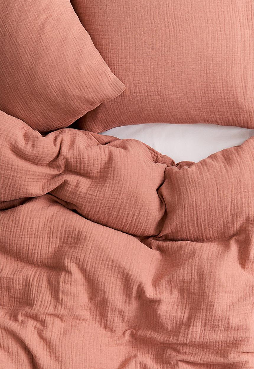 H&M - Muslin double/king duvet cover set - rust red 