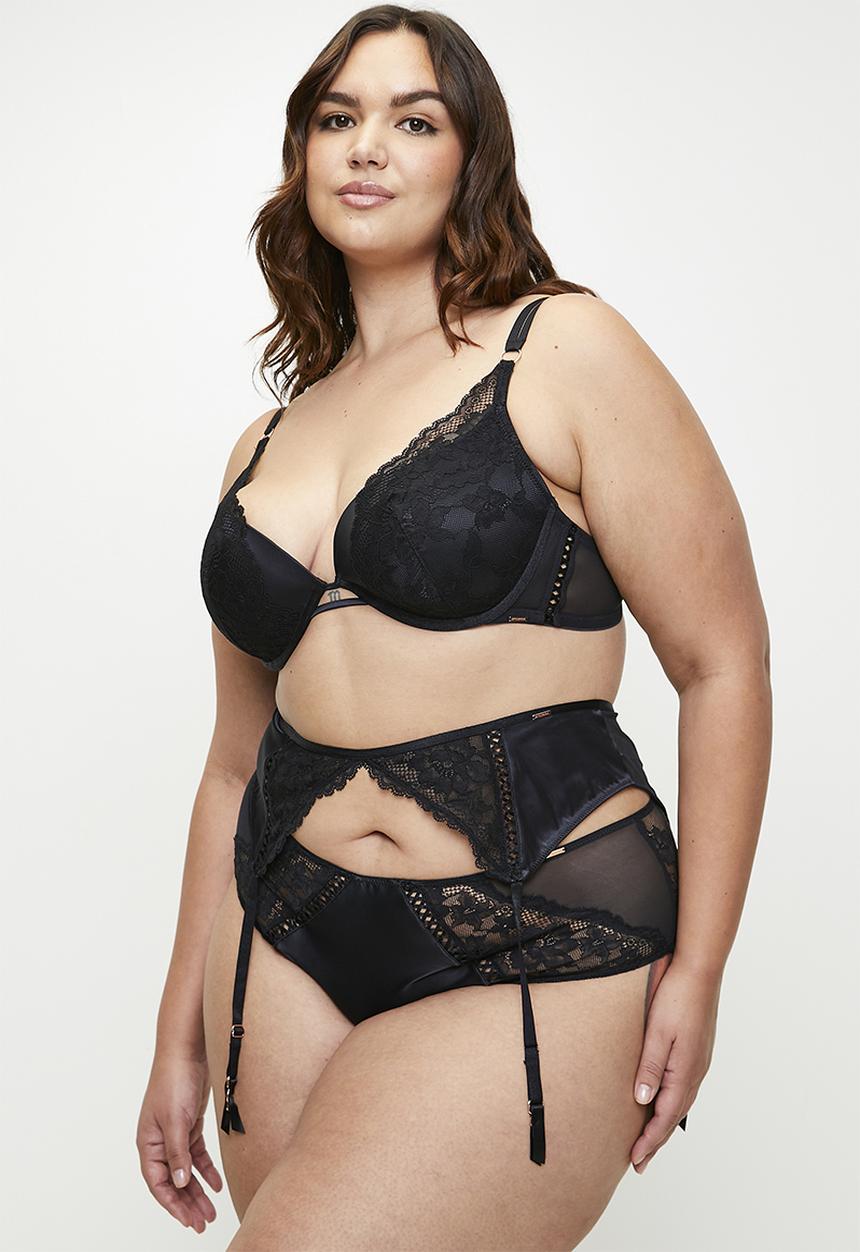 DORINA - Lyra-satin suspender belt - black