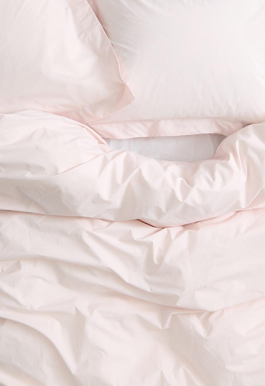 H&M - Double/king cotton percale duvet cover set - light pink 