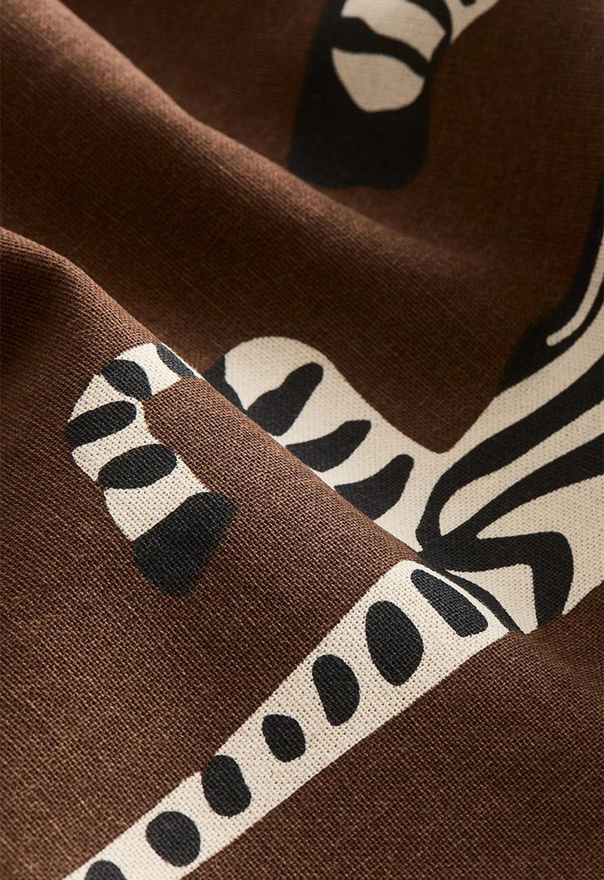 H&M - Printed cotton cushion cover -dark brown/zebras