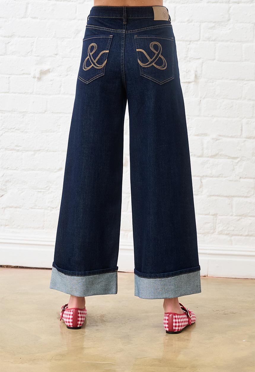 Me&B - Turn Up Stretch Jeans - Dark Wash