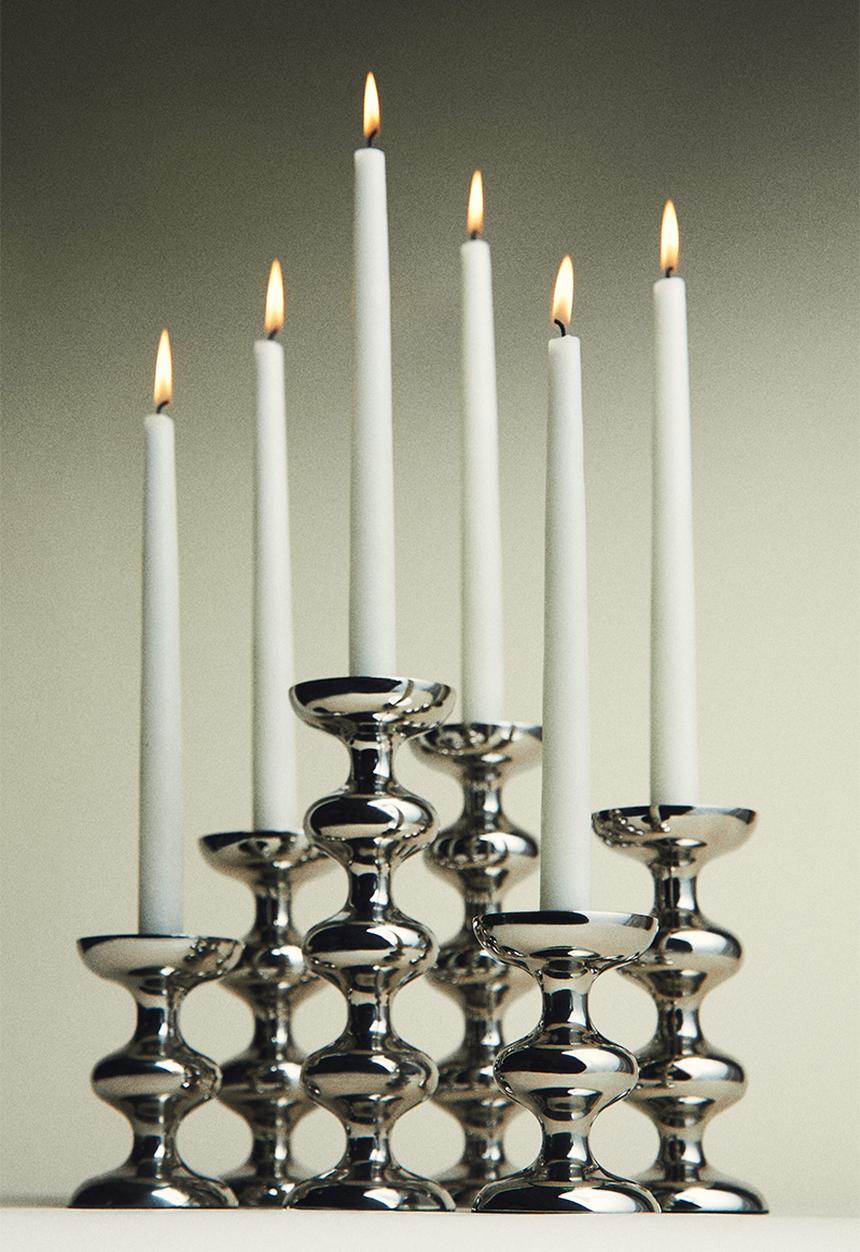 H&M - Metal candle holder - silver-coloured