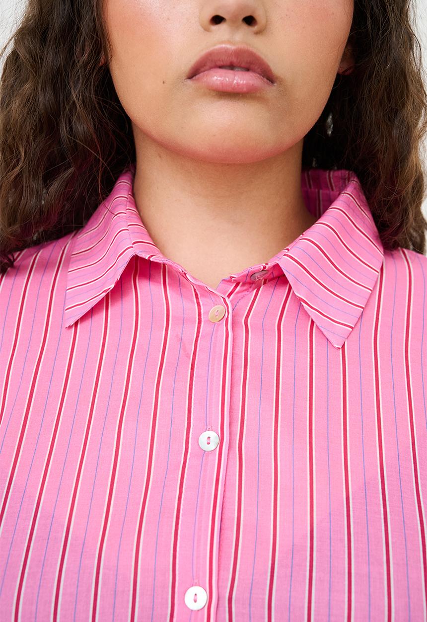 Me&B - Plus Bellow Sleeve Shirt Stripe - Pink