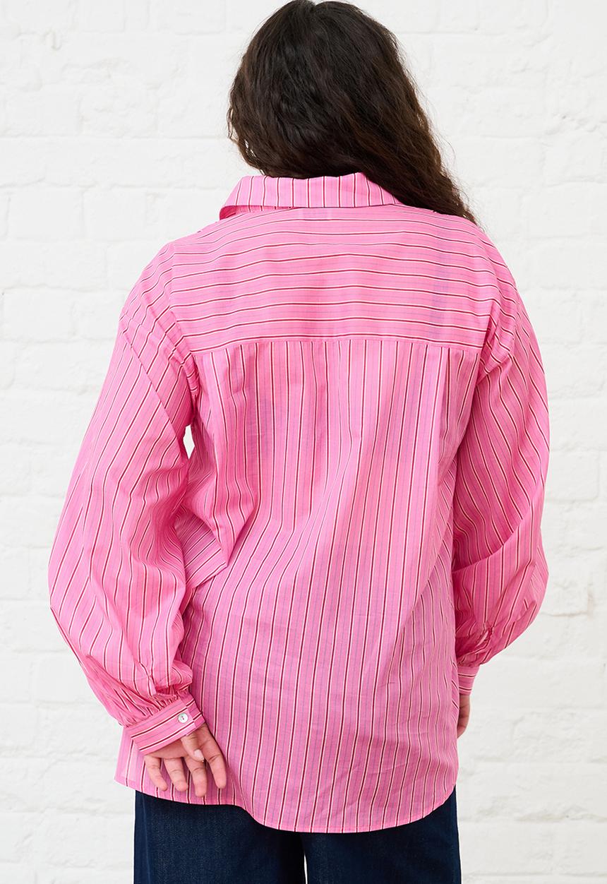 Me&B - Plus Bellow Sleeve Shirt Stripe - Pink