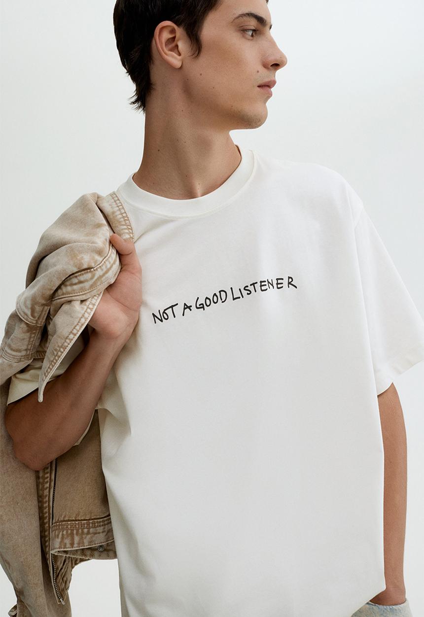 H&M - Loose fit printed t-shirt - cream listener