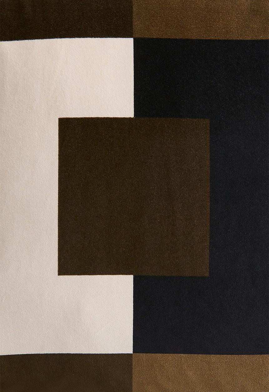 H&M - Velvet cushion cover - khaki green/colour block