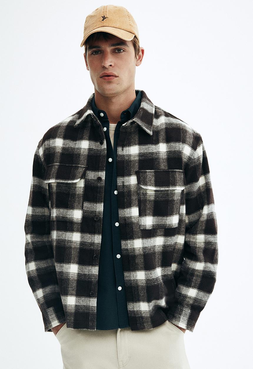 H&M - Regular fit flannel overshirt - brown checked