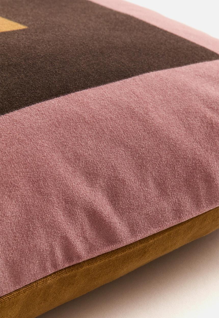 H&M - Velvet cushion cover - dusty pink/colour block